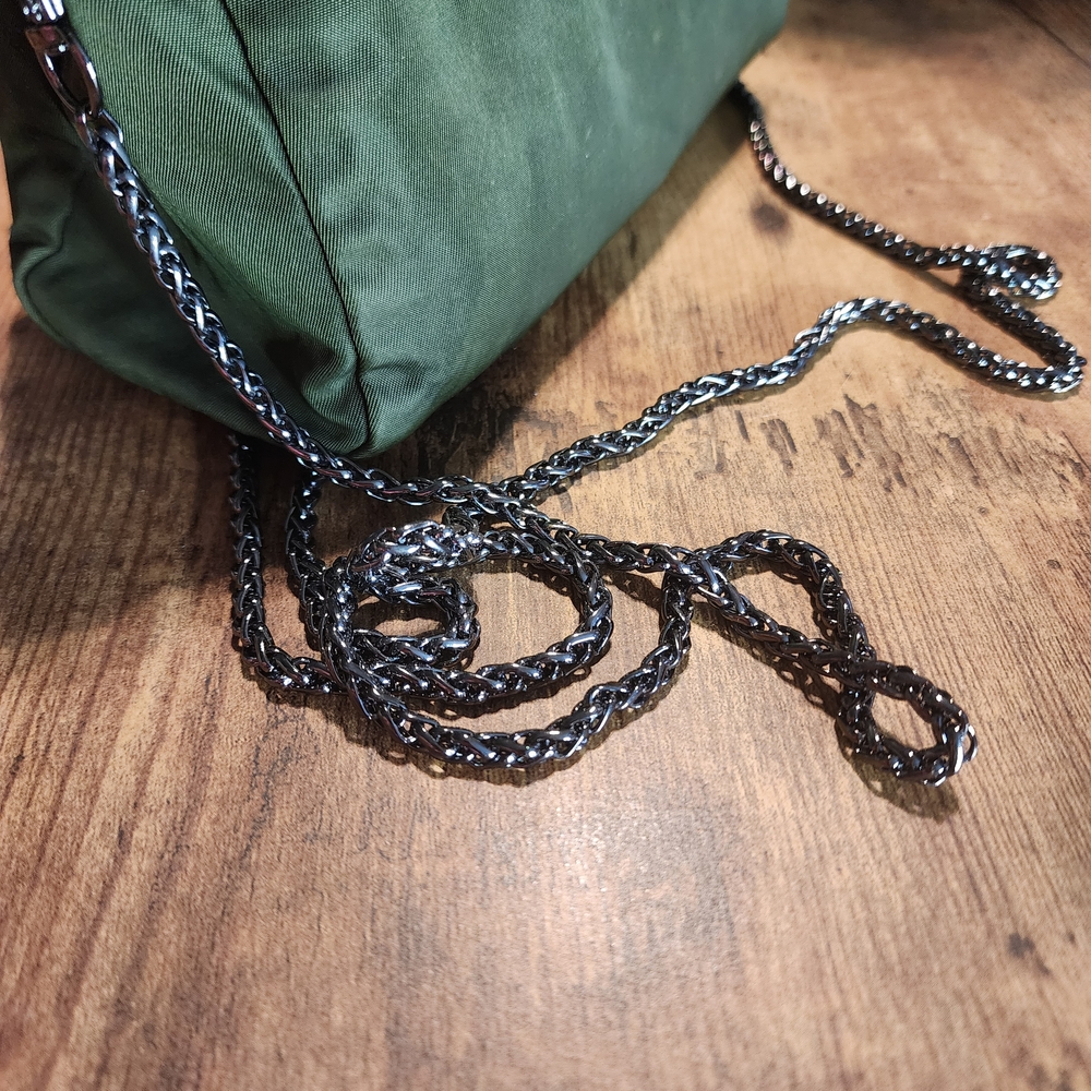 Prada Olive Green Nylon Crossbody with Black Chain Strap - Picture 8 of 16